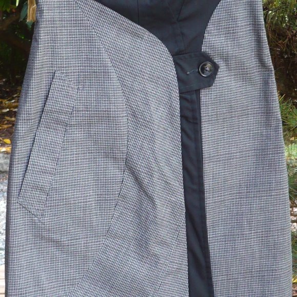Wool Blend Strapless Trench Coat OOAK Modern Mobster Dress - Picture 6 of 15